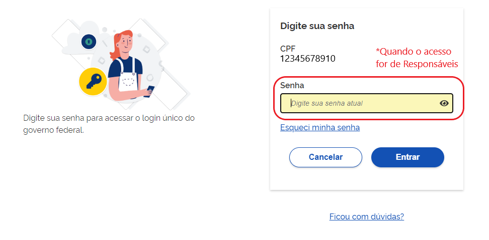 Senha de acesso Responsável