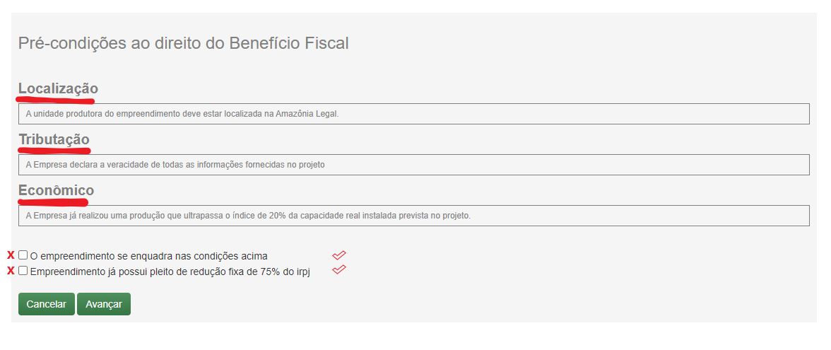 Tela inicial Pleitos Incentivos
