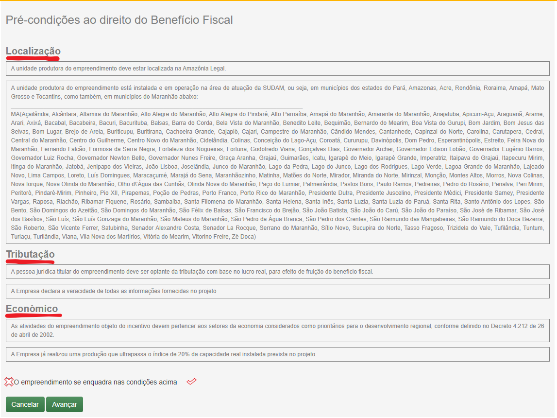 Tela inicial Pleitos Incentivos