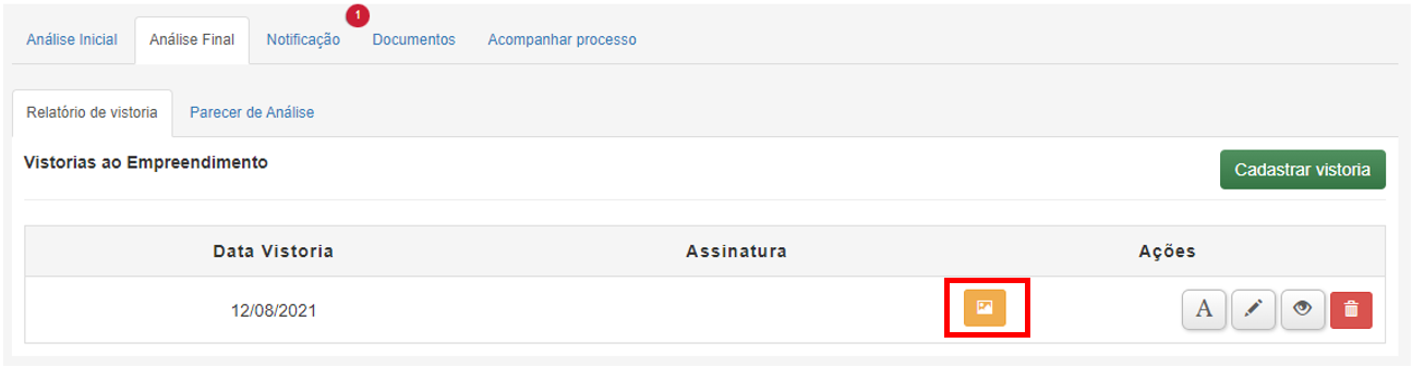 Inserir Imagem Vistoria - Analista