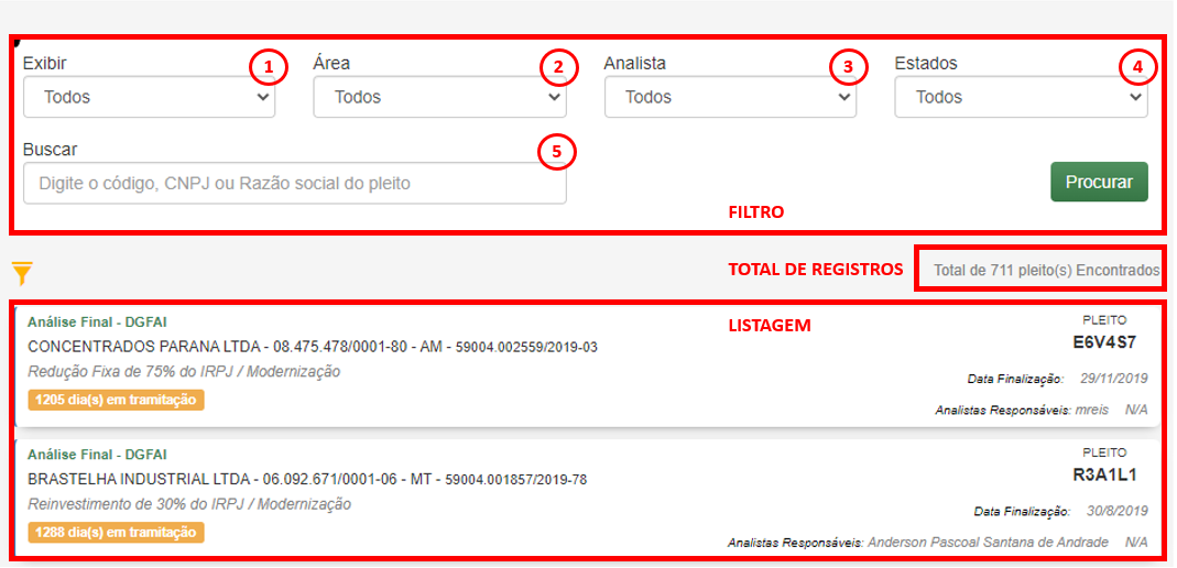 Filtro e Listagem